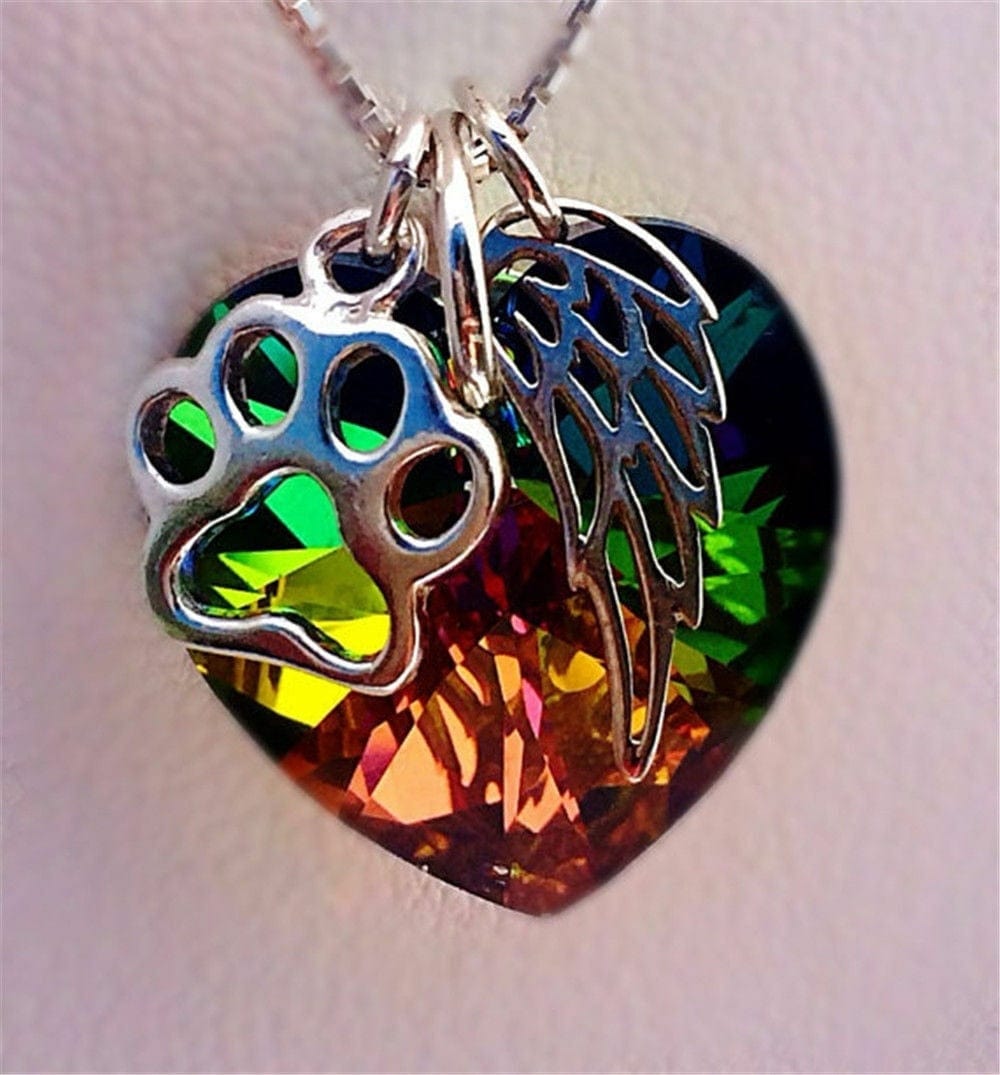 Cat Rainbow Bridge Wings Necklace