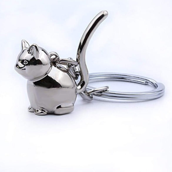 Cat Silver charm Keychain