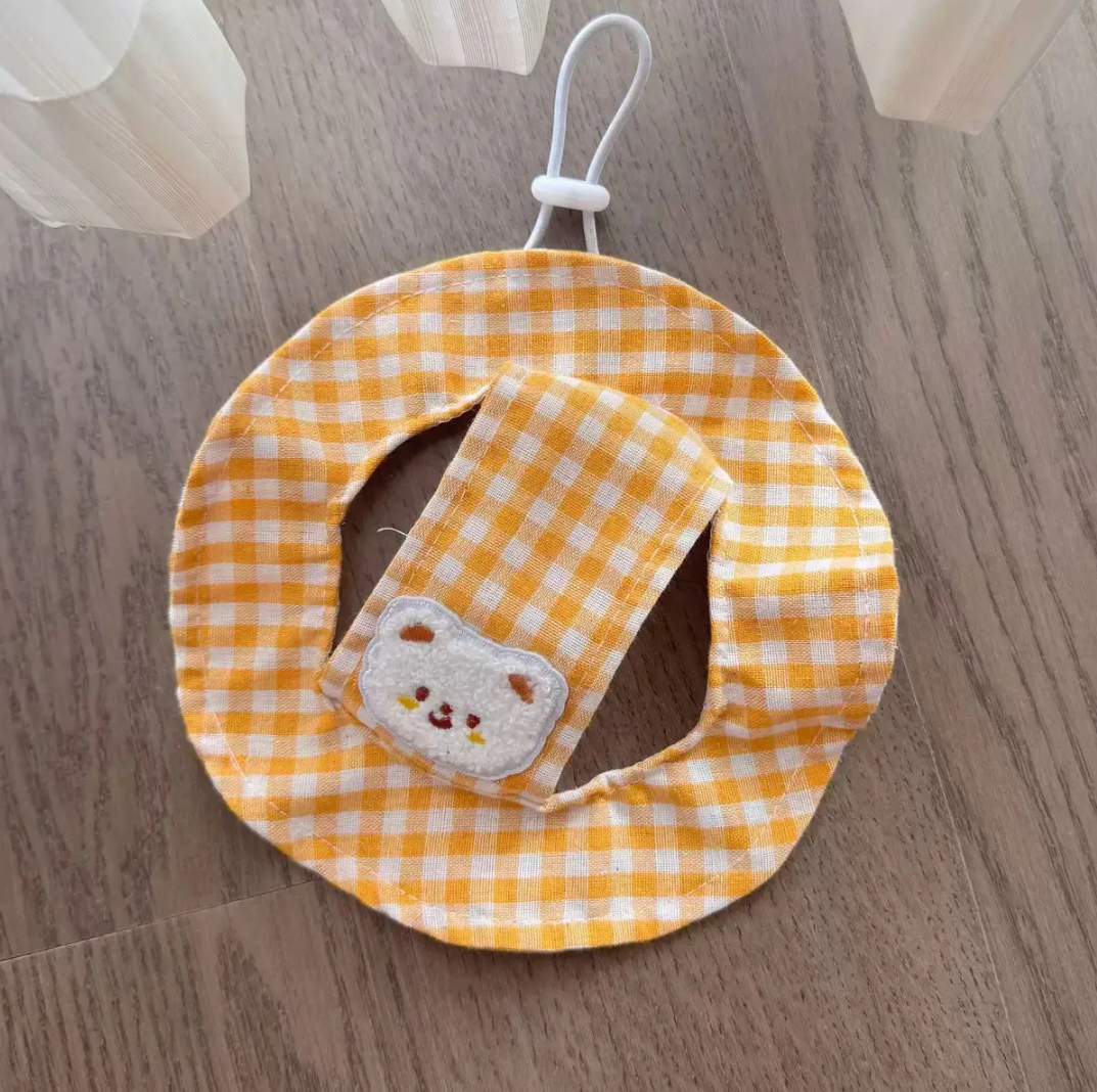 Pet Summer Sun Hat & Bandana – Adjustable Plaid Headwear for Dogs & Cats