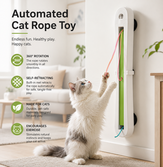 Automatic Cat Rope Toy – Interactive Self-Retracting Hanging Cat Teaser for Indoor Cats