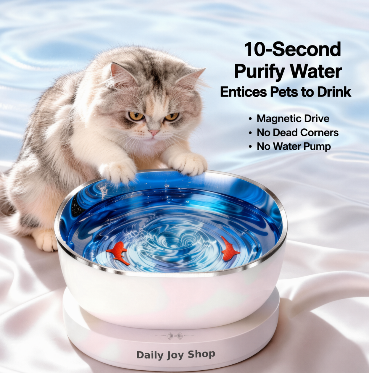 Smart Wireless Cat Water Fountain – Magnetic Drive, Ultra-Quiet, Long Battery Life, Easy Clean Flowing Pet Dispenser