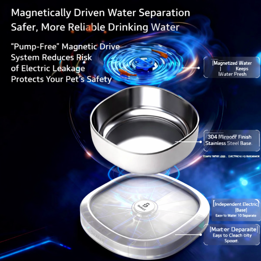 Smart Wireless Cat Water Fountain – Magnetic Drive, Ultra-Quiet, Long Battery Life, Easy Clean Flowing Pet Dispenser