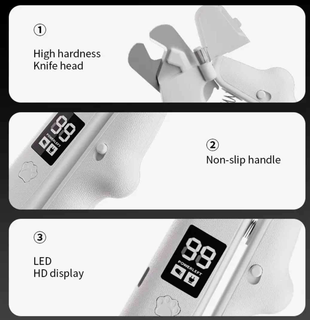 2-in-1 Smart LED Pet Nail Clipper&Trimmer ABS HD Display Ergonomic Handle Eco-Friendly for Cat&Dog