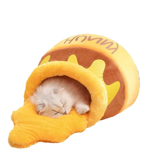 Cozy Honey Pot Cat Cave – Plush Bed for Deep Sleep & Comfort
