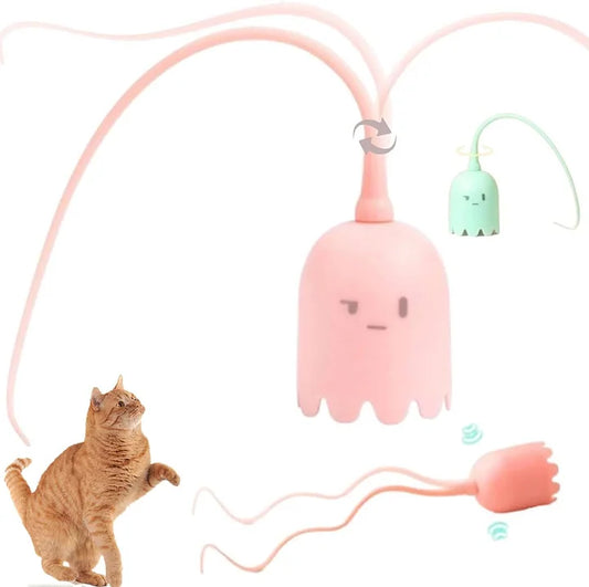 Cat Wand Toy Automatic Silicone Tail Teaser Toy 2 In 1 - Cute Pet Story