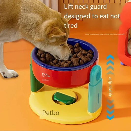 Adjustable height cat bowl with suction