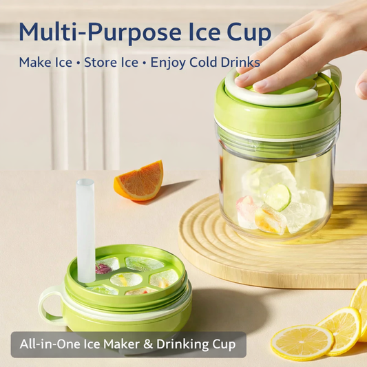 HaLe Bear 3-in-1 Ice Cup – Ice Maker, Storage & Portable Straw Cup