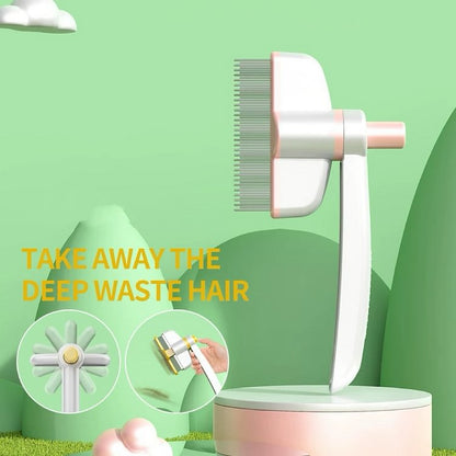 Pet Grooming Comb, Cat Brush with Self Cleaning Slicke