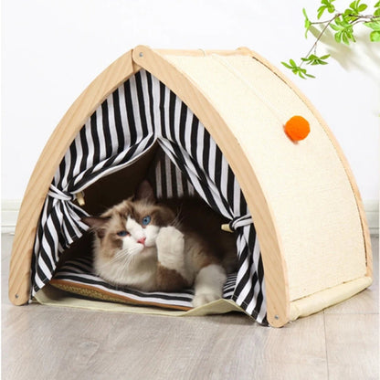 Cat House Tent Shape with Sisal Scratcher - Cute Pet Story