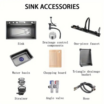 Modern Waterfall Sink with Temperature Display