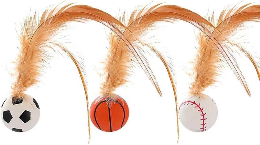 Bouncing Cat Ball with Feather