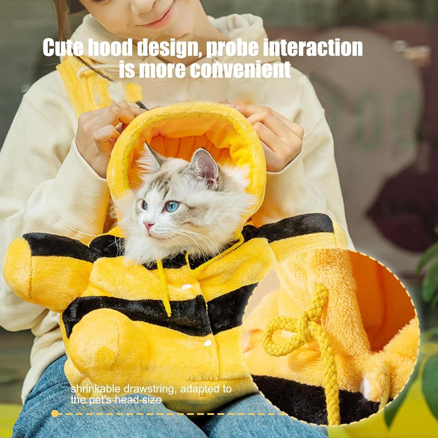 Pet Carrier Bag Bee Hoodie Shape
