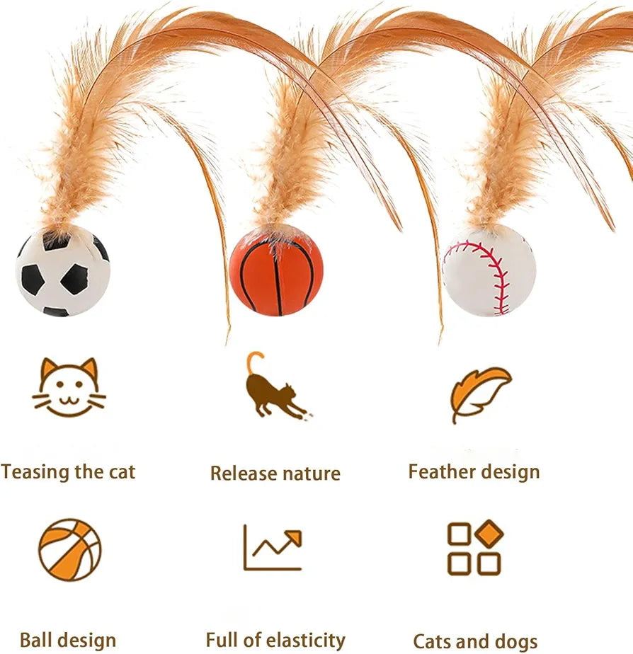 Bouncing Cat Ball with Feather