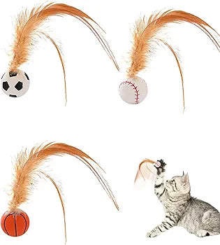 Bouncing Cat Ball with Feather