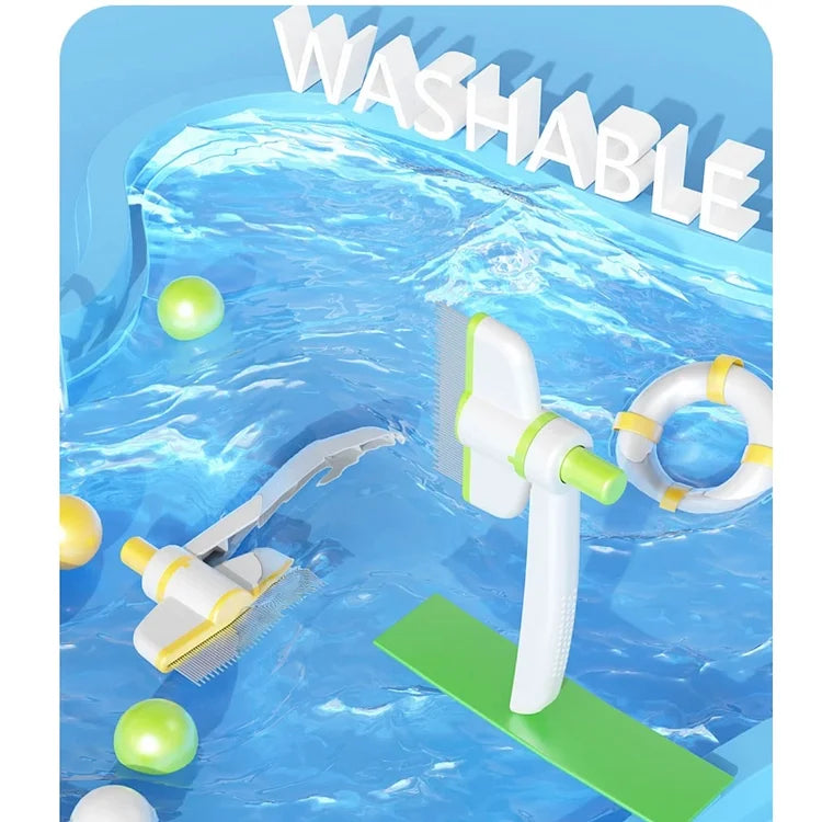 Pet Grooming Comb, Cat Brush with Self Cleaning Slicke