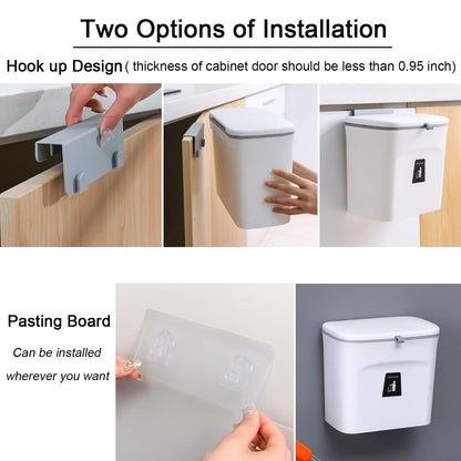 Wall-Mounted Bathroom Trash Can with Lid (No-Drill Design)