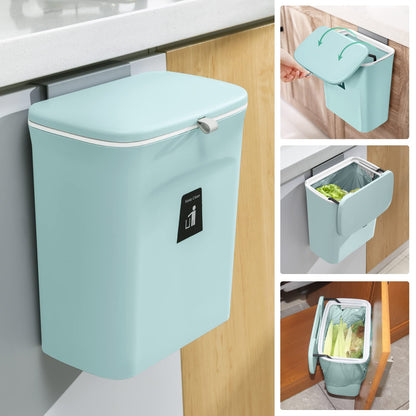 Wall-Mounted Bathroom Trash Can with Lid (No-Drill Design)