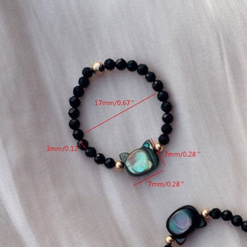 Black White Cat Lovers Stone Ring