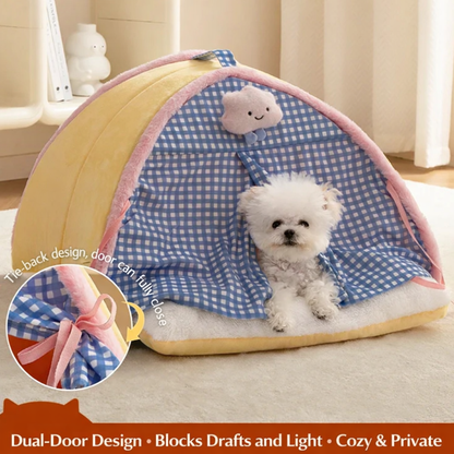 All-Season Enclosed Dog & Cat Bed – Cozy, Secure, Removable & Washable Princess-Style Pet Bed, Warm for Winter