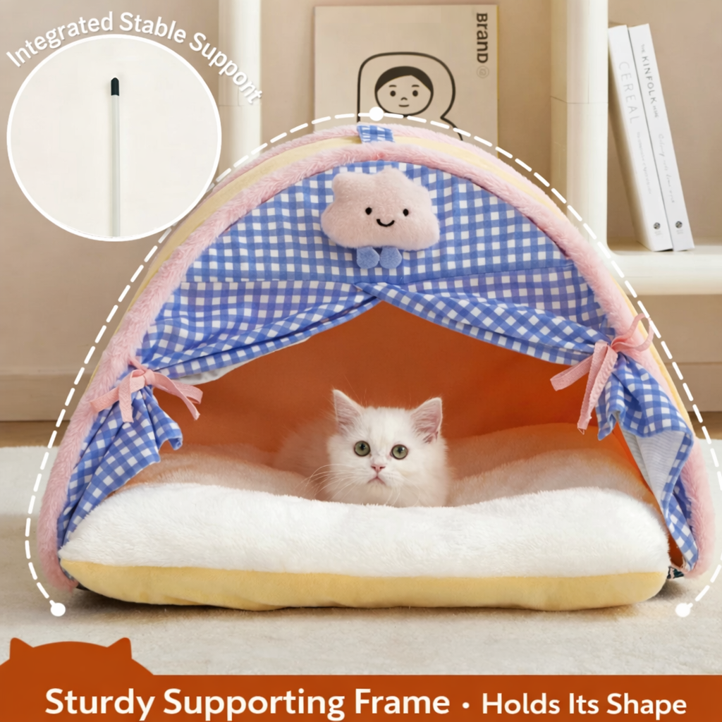 All-Season Enclosed Dog & Cat Bed – Cozy, Secure, Removable & Washable Princess-Style Pet Bed, Warm for Winter