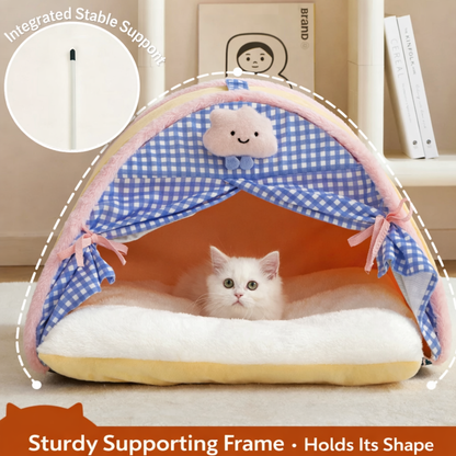 All-Season Enclosed Dog & Cat Bed – Cozy, Secure, Removable & Washable Princess-Style Pet Bed, Warm for Winter