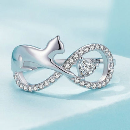 Cat Infinite Sterling Silver Ring