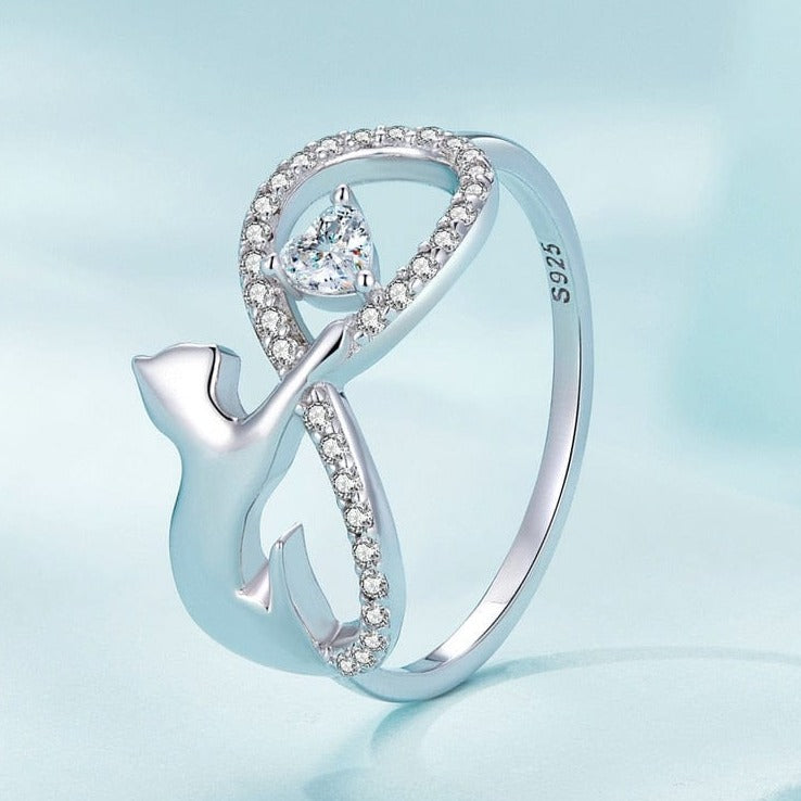 Cat Infinite Sterling Silver Ring