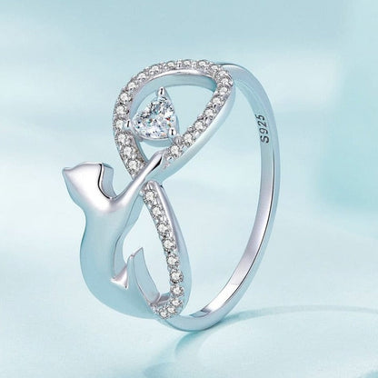 Cat Infinite Sterling Silver Ring