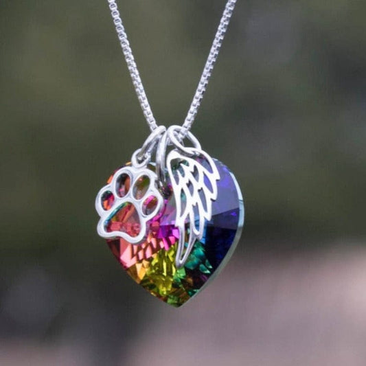 Cat Rainbow Bridge Wings Necklace