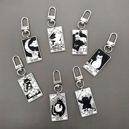 Funny Cat Tarot Card Keychains
