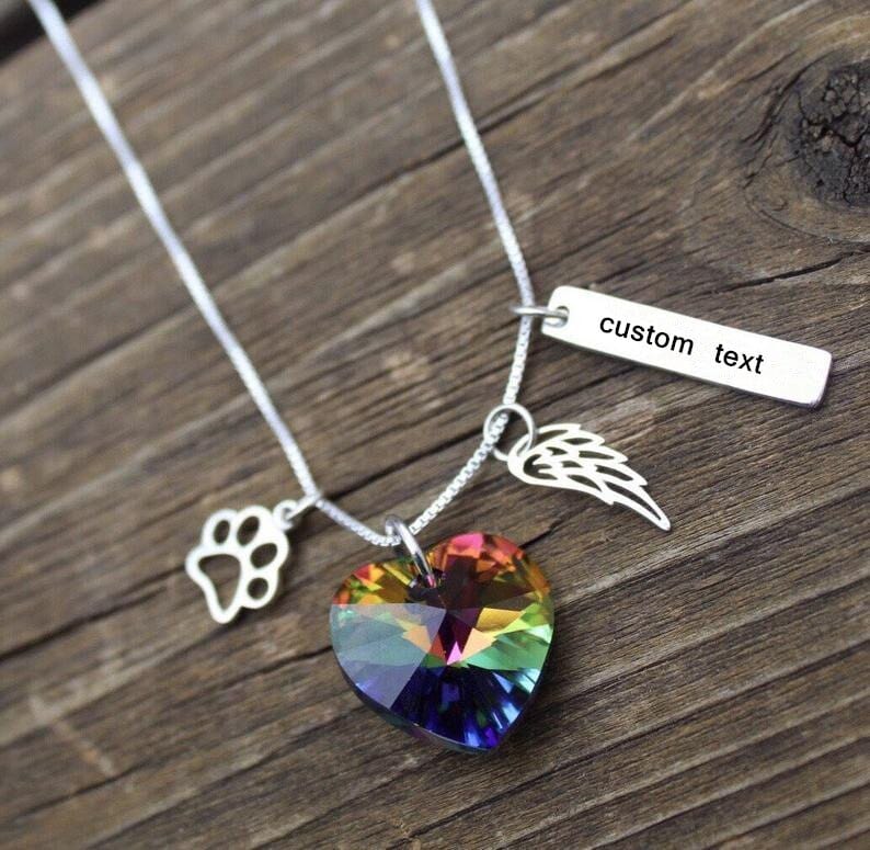 Cat Rainbow Bridge Wings Necklace