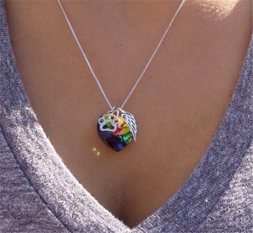 Cat Rainbow Bridge Wings Necklace