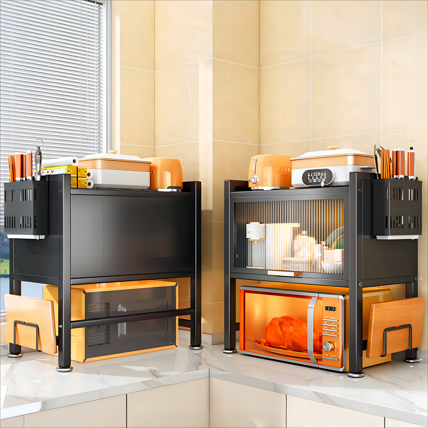 Kitchen Storage Cabinet Microwave Oven Shelf