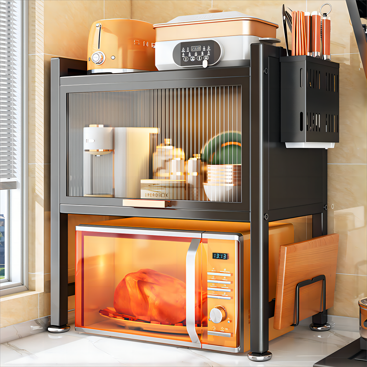 Kitchen Storage Cabinet Microwave Oven Shelf