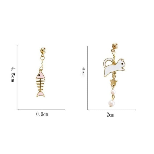 Cat Fish Cute Earrings