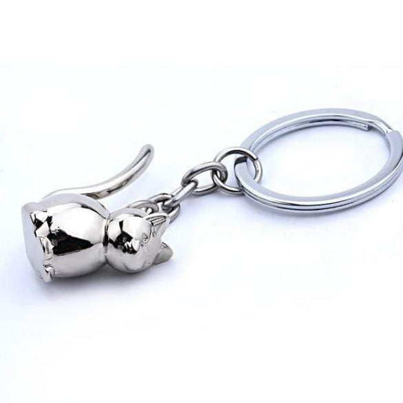 Cat Silver charm Keychain