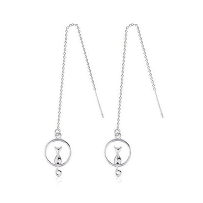 Elegant Cat on Moon Lucky Earrings