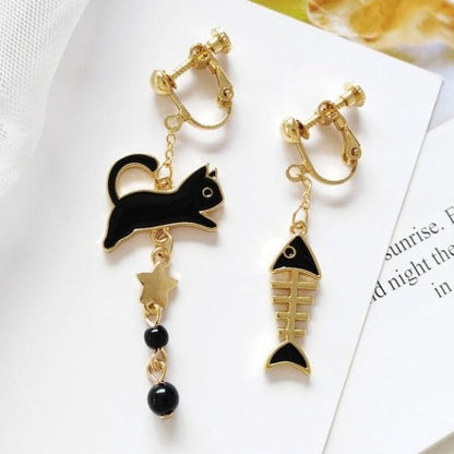 Cat Fish Cute Earrings