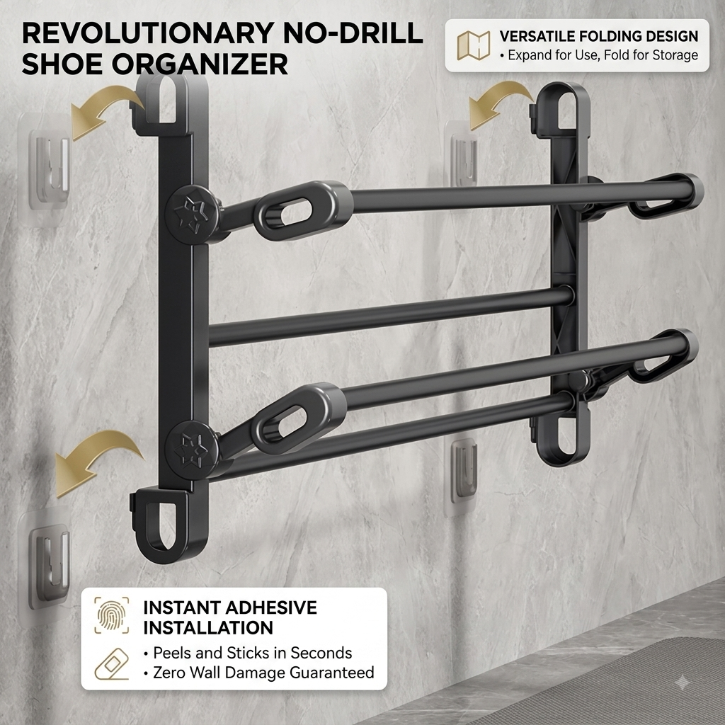 Wall-Mounted Foldable Shoe Rack