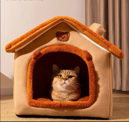 Removable and washable] Cat bed and dog bed closed cute warm house cat bed winter thickened small dog bed cat