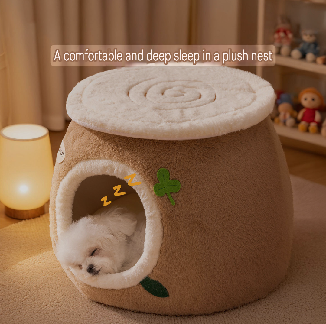 Cozy Plush Cat Cave Bed – Enclosed & Soft Sleeping House for Cats