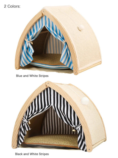 Cat House Tent Shape with Sisal Scratcher - Cute Pet Story
