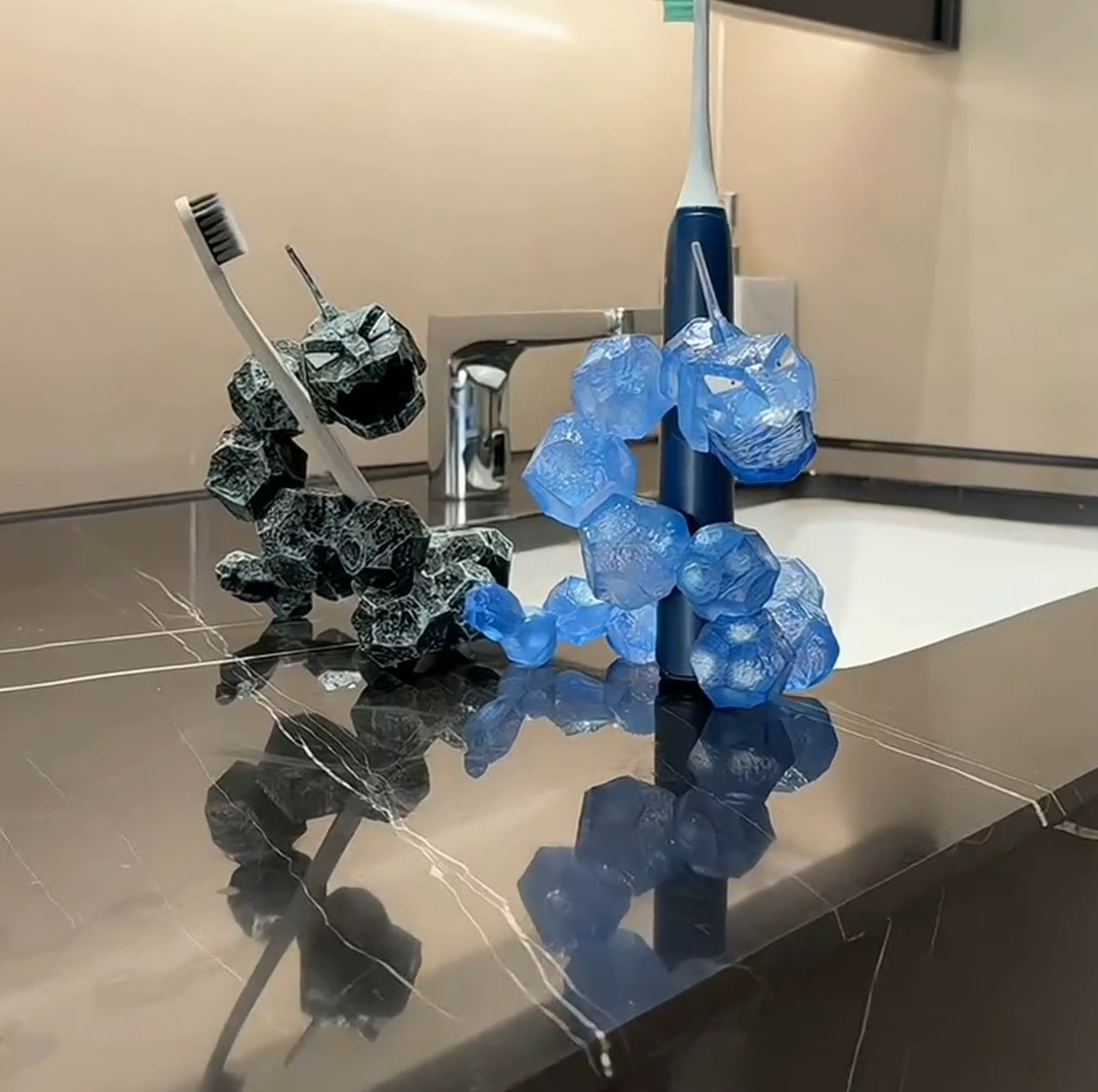 Pokemon Onix Toothbrush Holder - Crystal Rock Snake Bathroom Organizer