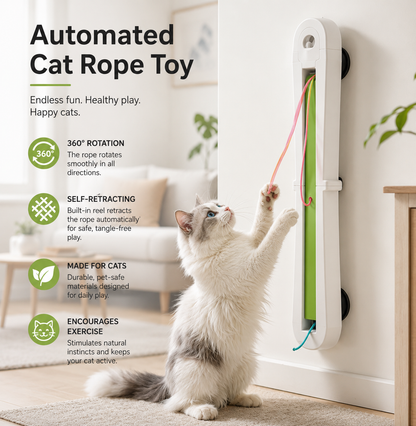Automatic Cat Rope Toy – Interactive Self-Retracting Hanging Cat Teaser for Indoor Cats