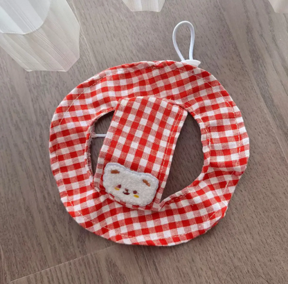 Pet Summer Sun Hat & Bandana – Adjustable Plaid Headwear for Dogs & Cats