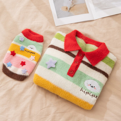 Matching Pet & Owner Winter Knitwear Set – Colorful Cozy Striped Sweaters