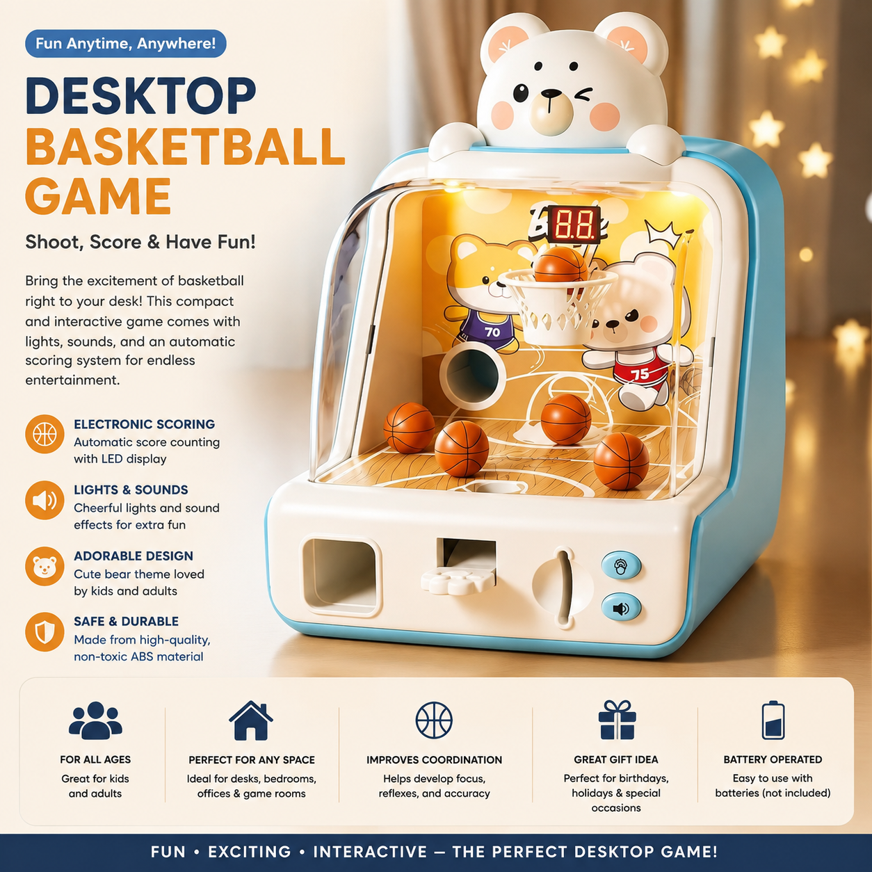 Kids Coin-Operated Basketball Game