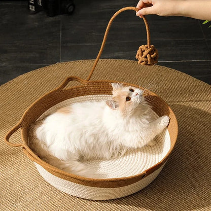 Handwoven Cotton Rope Cat Bed - Cute Pet Story