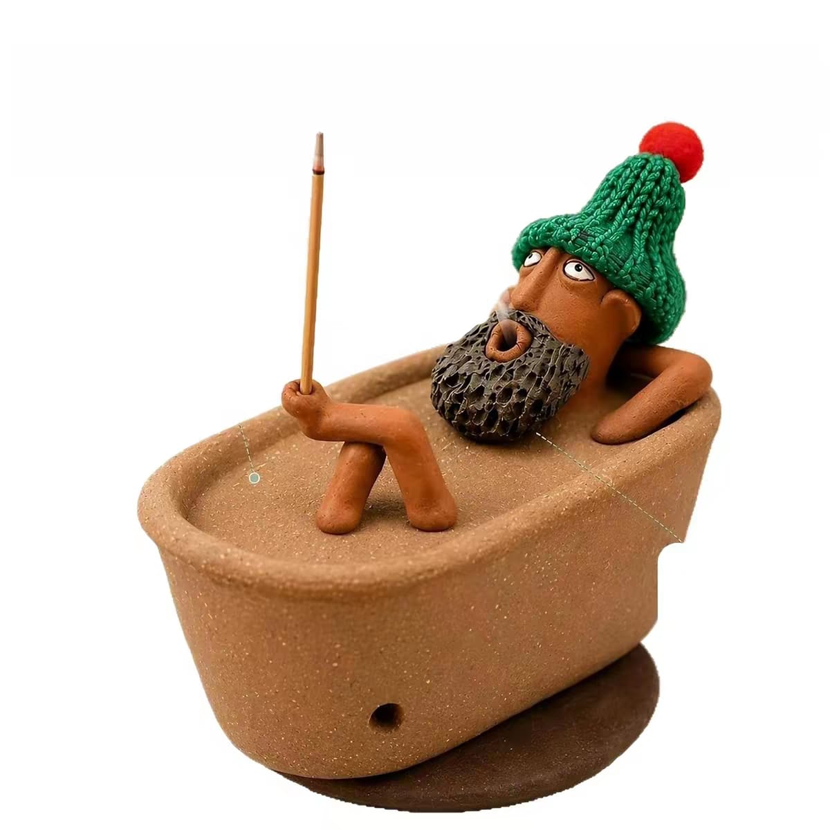 Lazy Bathing Man Backflow Incense Burner – Cute Desk & Tea Table Decor