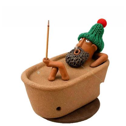 Lazy Bathing Man Backflow Incense Burner – Cute Desk & Tea Table Decor